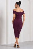 Amanda Cherry Twisted Wrap Bardot Midi Dress