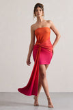 Azora Pink & Orange Ombre Bandeau Mini Dress With Twisted Sash