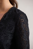 Places To Be Black Broderie Belted Ruffled Playsuit