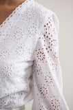 Places To Be White Broderie Belted Ruffled Playsuit