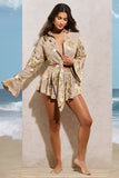 Arise Gold Metallic Flared-Sleeve Cropped Shirt