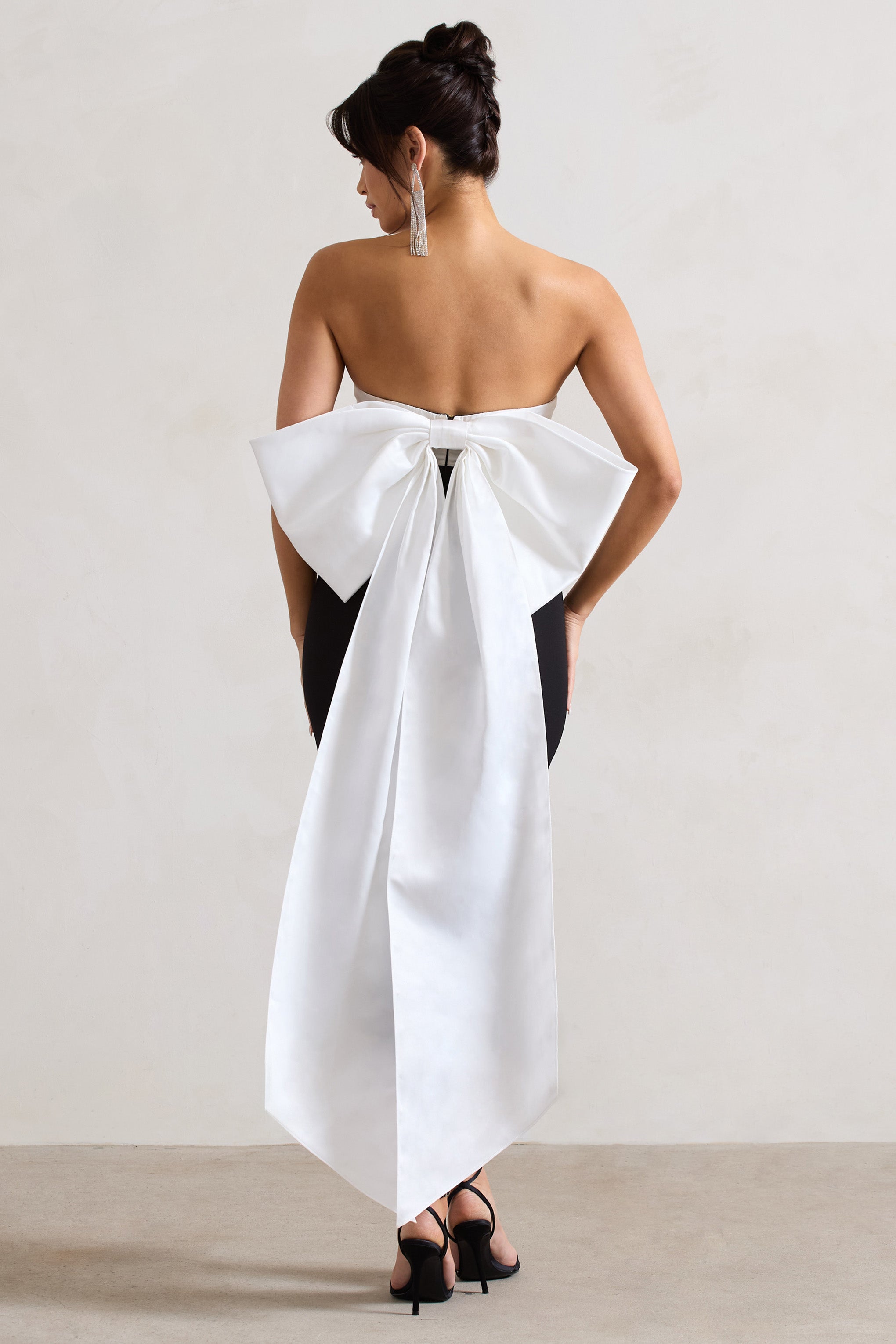 Wishlist Black Bandeau Midi Dress With Oversized White Bow