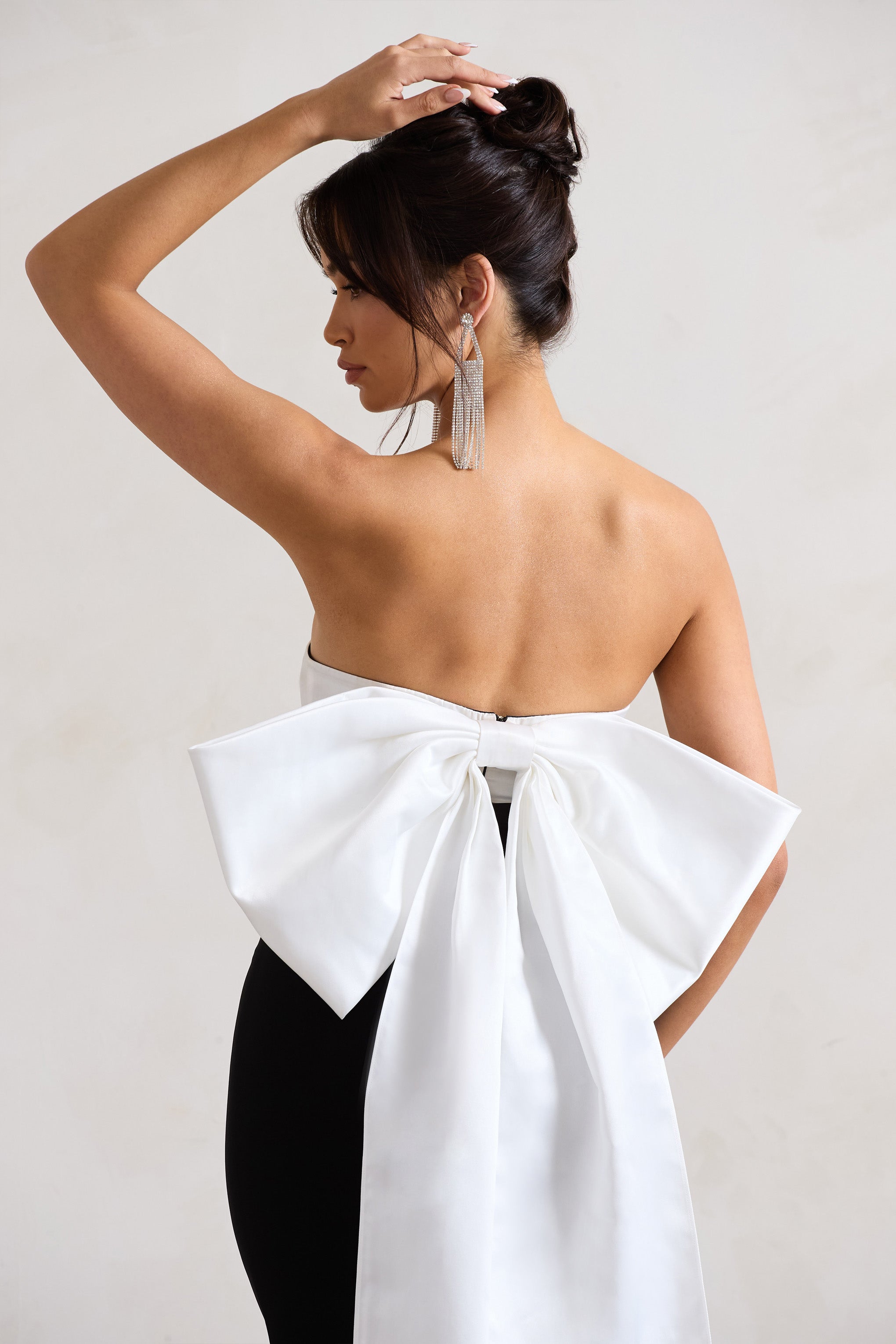 Wishlist Black Bandeau Midi Dress With Oversized White Bow