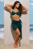 Ciao Bottle Green Chiffon Wrap Mini Skirt