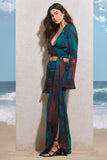 Out Of Bounds Blue Print Chiffon Split Maxi Skirt