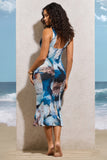 Sadira White Print Twist-Neck Split Maxi Dress