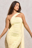 Realign Lemon Ruched One Shoulder Midi Dress With Sash