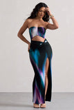 Getaway Purple Print Bandeau Cut-Out Maxi Dress With Twist