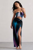 Getaway Purple Print Bandeau Cut-Out Maxi Dress With Twist
