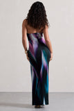 Getaway Purple Print Bandeau Cut-Out Maxi Dress With Twist