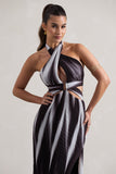 Ushuaia Black Print Halter-Neck Cut-Out Split Maxi Dress