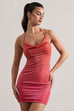 Ultra Pink & Orange Ombre Sequin Cowl-Neck Mini Dress