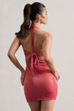 Ultra Pink & Orange Ombre Sequin Cowl-Neck Mini Dress