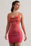 Ultra Pink & Orange Ombre Sequin Cowl-Neck Mini Dress