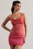 Ultra Pink & Orange Ombre Sequin Cowl-Neck Mini Dress
