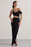 Metallica Black Strappy Asymmetric Maxi Dress With Cut-Out