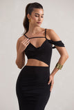 Metallica Black Strappy Asymmetric Maxi Dress With Cut-Out