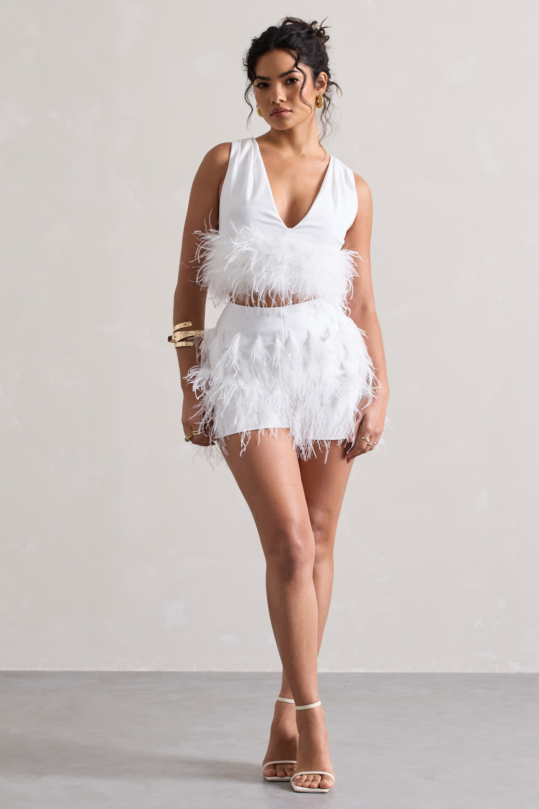 Encore White Feather Shorts