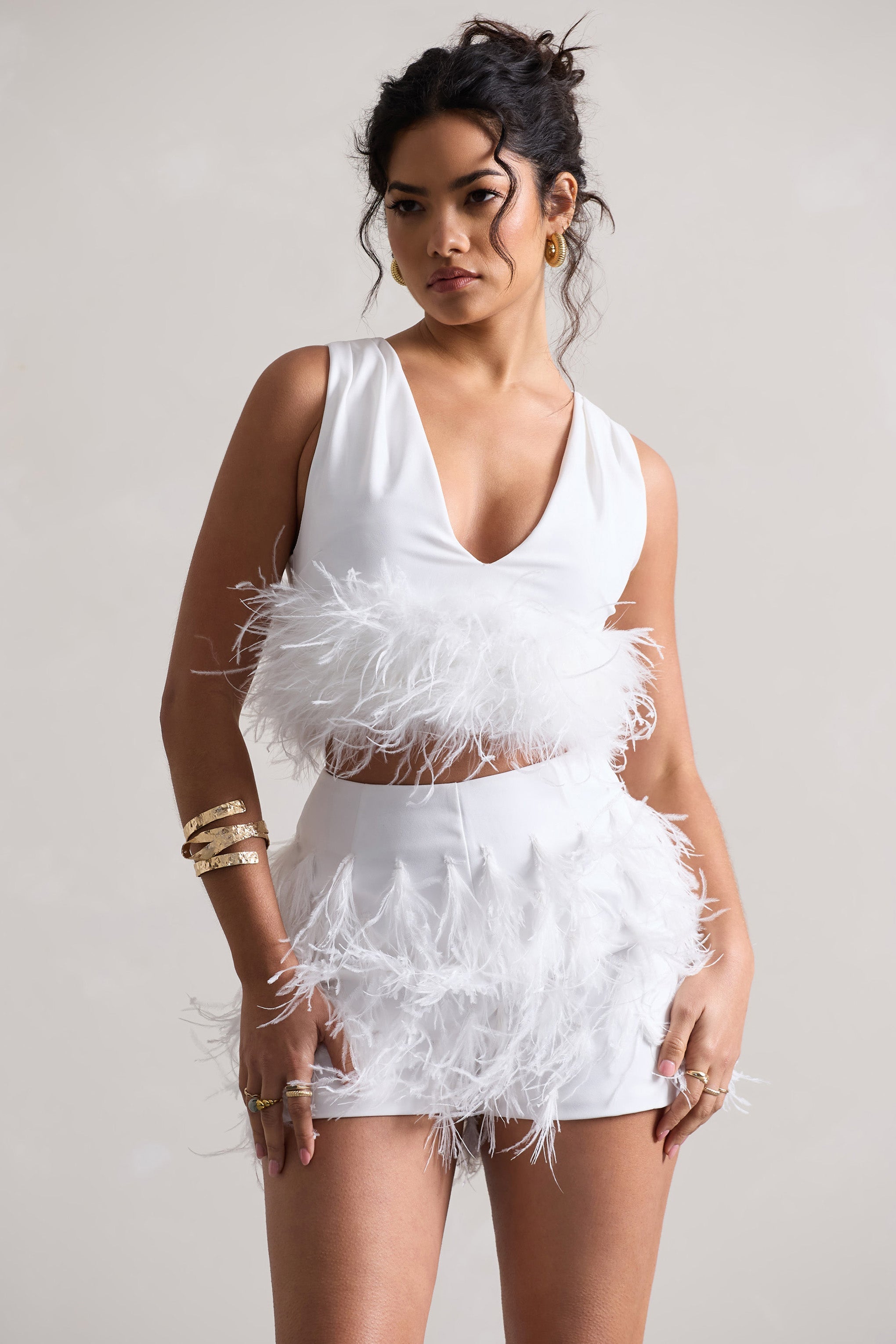 Encore White Feather Shorts
