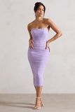 Nylah Lilac Ruched Corset Bodycon Midi Dress