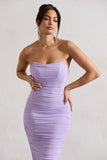 Nylah Lilac Ruched Corset Bodycon Midi Dress