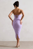 Nylah Lilac Ruched Corset Bodycon Midi Dress