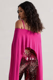 Floyd Dark Pink Bardot Cape Sleeve Crop Top