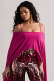 Floyd Dark Pink Bardot Cape Sleeve Crop Top