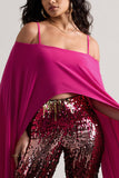Floyd Dark Pink Bardot Cape Sleeve Crop Top