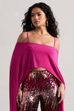 Floyd Dark Pink Bardot Cape Sleeve Crop Top