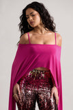 Floyd Dark Pink Bardot Cape Sleeve Crop Top