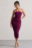 Astro Dark Pink Embellished Bandeau Midi Dress