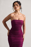 Astro Dark Pink Embellished Bandeau Midi Dress