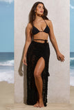 Havana Black Crochet Wrap Maxi Skirt