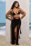 Havana Black Crochet Wrap Maxi Skirt