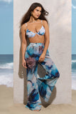 Cuba White Print Chiffon Wide-Leg Trousers