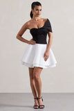 Effie Black & White Twisted Bardot Skater Mini Dress