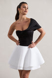 Effie Black & White Twisted Bardot Skater Mini Dress