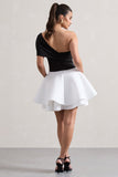 Effie Black & White Twisted Bardot Skater Mini Dress