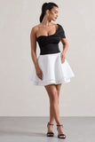 Effie Black & White Twisted Bardot Skater Mini Dress