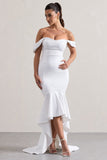 Cotillion White Sweetheart High-Low Maxi Dress With Ruffle Hem