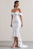 Cotillion White Sweetheart High-Low Maxi Dress With Ruffle Hem
