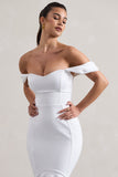 Cotillion White Sweetheart High-Low Maxi Dress With Ruffle Hem