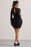 Alto Black Square-Neck Mini Dress With Puff Skirt