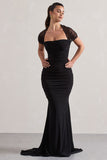 Prophecy Black Fishtail Maxi Dress With Sheer Sleeves