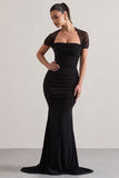 Prophecy Black Fishtail Maxi Dress With Sheer Sleeves