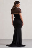 Prophecy Black Fishtail Maxi Dress With Sheer Sleeves