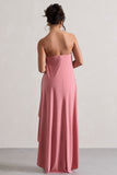 Upon A Time Blush Ruched Bandeau Midi Dress With Cape