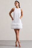 Raise A Glass White A-Line Mini Dress With Tulle Hem