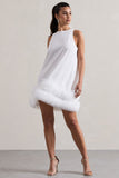 Raise A Glass White A-Line Mini Dress With Tulle Hem